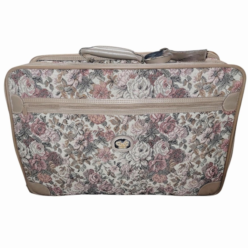 Diane von Furstenberg Floral Tapestry Garment Bag Carry On Luggage DVF Vintage